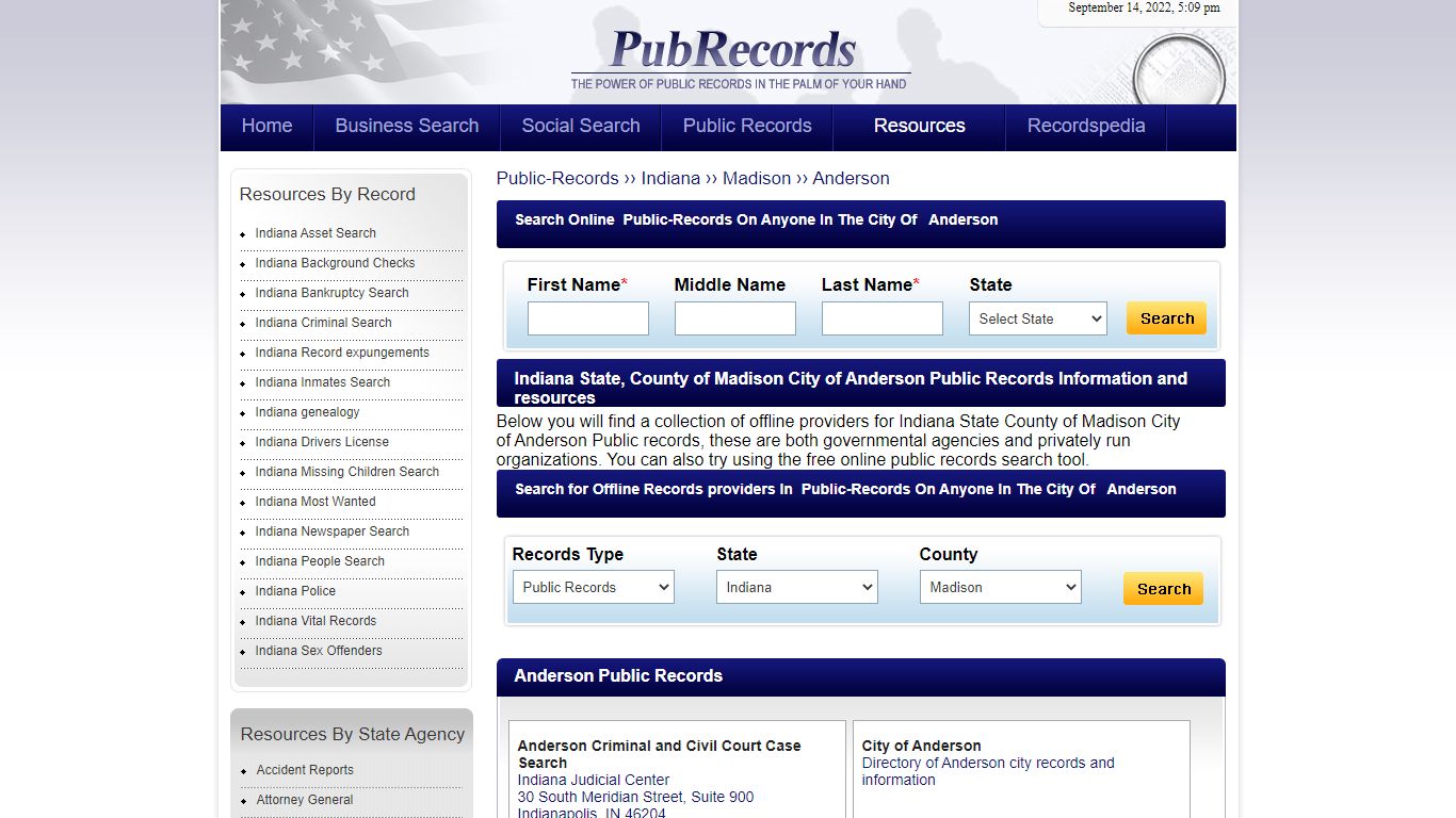 Anderson, Madison County, Indiana Public Records