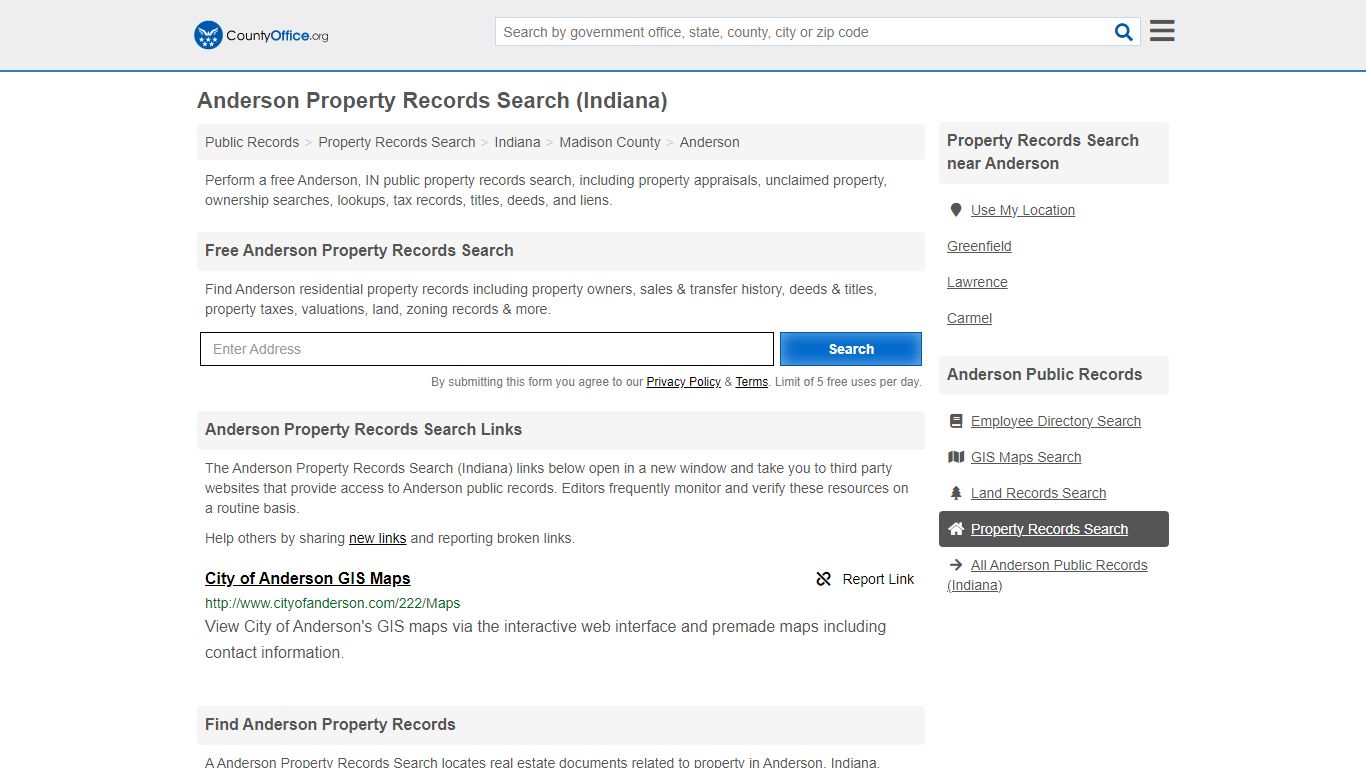 Anderson Property Records Search (Indiana) - County Office