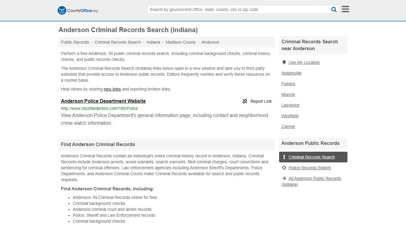 Anderson Criminal Records Search (Indiana) - countyoffice.org